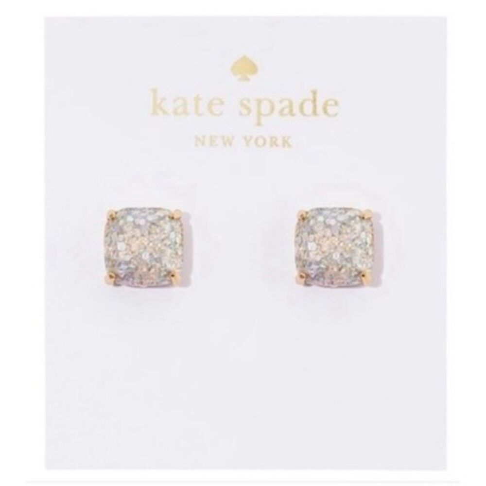 Kate Spade New York Pavé Crystal Cushion Stud Earrings Gold Tone NWT